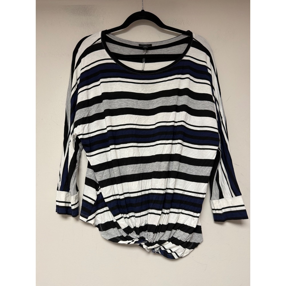 Ann Taylor Factory Striped Top Womens S Multi Color Excellent Front Knot Detail